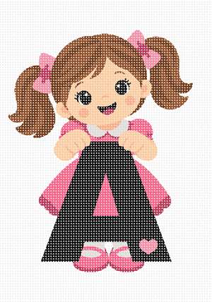 Doll Pigtails alphabet letter a