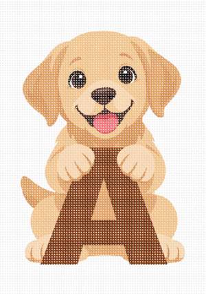 Puppy alphabet letter a