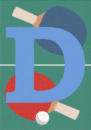 Ping Pong Table alphabet letter d