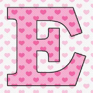 Hearts alphabet letter e