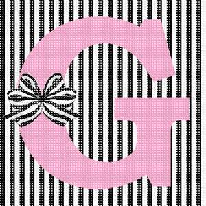 Letter G Striped Bow