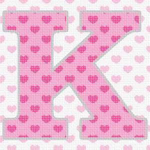 Hearts Silver alphabet letter k