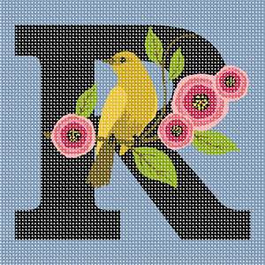 image of Letter R Bird Flowers