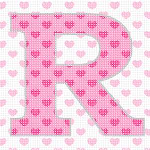 Hearts alphabet letter r