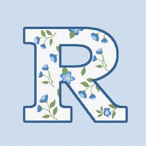 Letter R Vintage Wedgewood Floral Pale