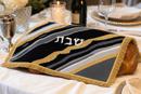 Challah Cover Shabbos Geode Black Golds