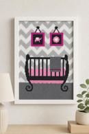 Grey Chevron Baby Girl Crib