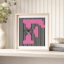 Letter F Striped Bow