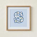 Letter S Vintage Wedgewood Floral Pale
