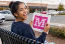 Letter M Pink Chevron