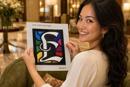 Letter E White Stained Glass